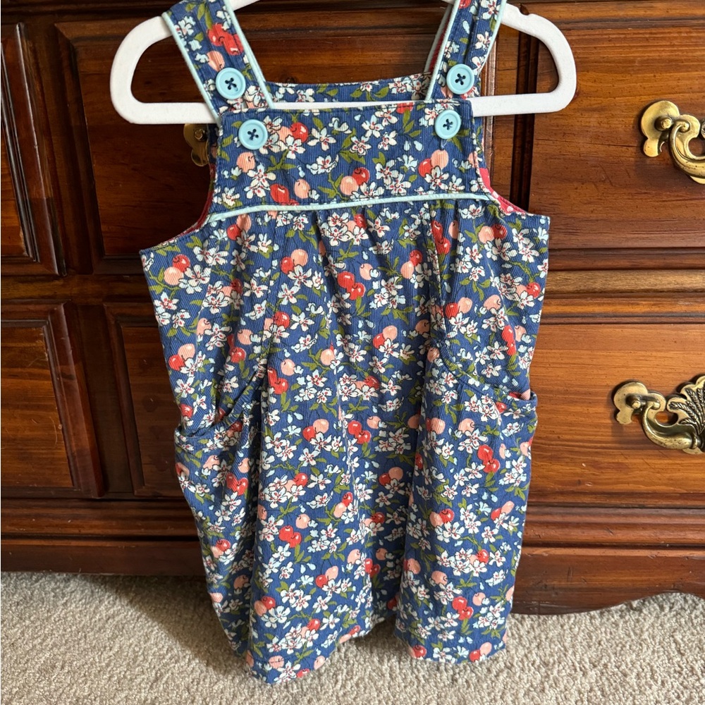 Baby Boden blue floral corduroy dress